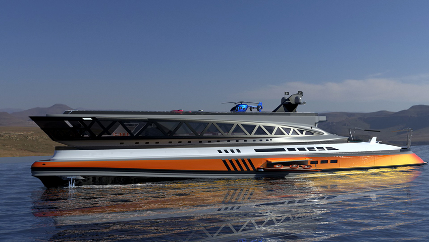 153 Metros em forma de tubarão é o novo iate Lazzarini